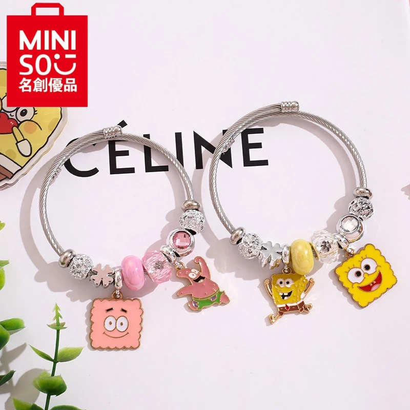 MINISO Губка Боб Квадратные Штаны Звезда Кулон Браслет Из Нержавеющей Стали Студентка Мультфильм Браслет Из Бисера Ювелирные Изделия Подарок На День Рождения MINISO Губка Боб Квадратные Штаны Звезда Кулон Браслет Из Нержавеющей Стали Студентка Мультфильм Браслет Из Бисера Ювелирные Изделия Подарок На День Рождения