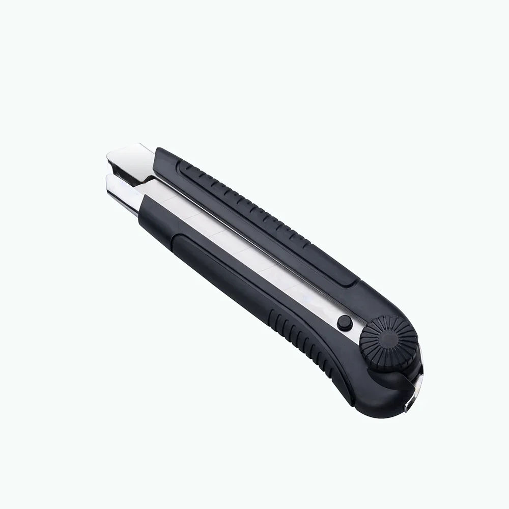 

25mm Snap Off Blade Retractable Box Cutter Heavy Duty Utility Knife Plastic Rubber Handle Metal Slide Rail Office Pocket Knifes