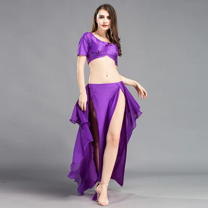 Kostium do tańca brzucha Czerwony top i spódnica dla kobiet Dzielona długa spódnica Dorosła orientalna odzież do ćwiczeń tańca brzucha