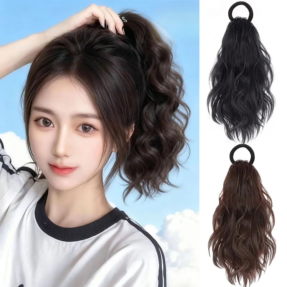 

12Inch Curly Synthetic Ponytail Hair Extensions With Elastic Rubber Band Heat Resistant Fiber Ponytail Hairpiece For Daily Wear
