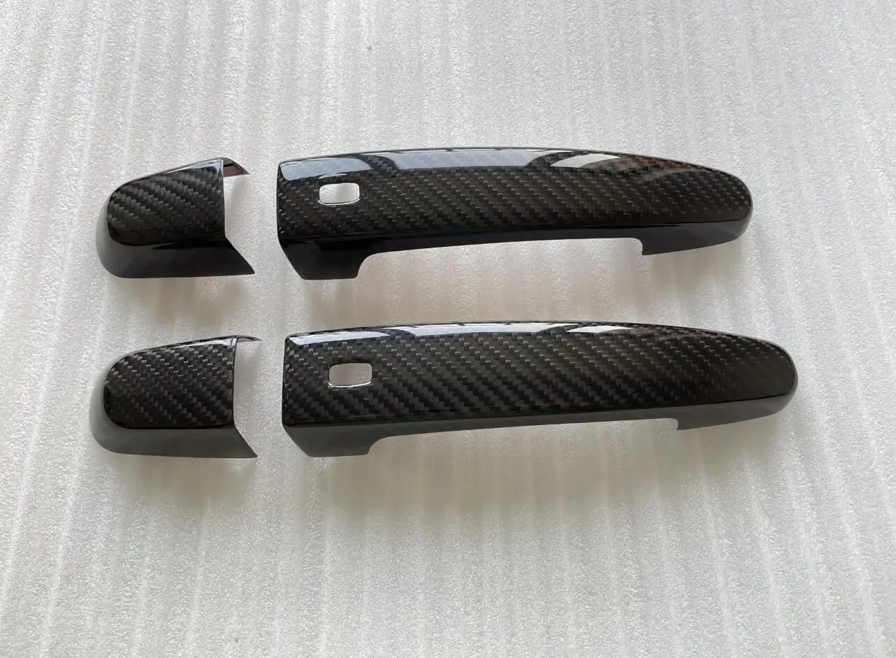 2016-2017 For Chevrolet Camaro  Add On Style Gloss Black Dry Carbon Fiber Door Handle Cover 4 Pcs/Set With Smart Keyhole