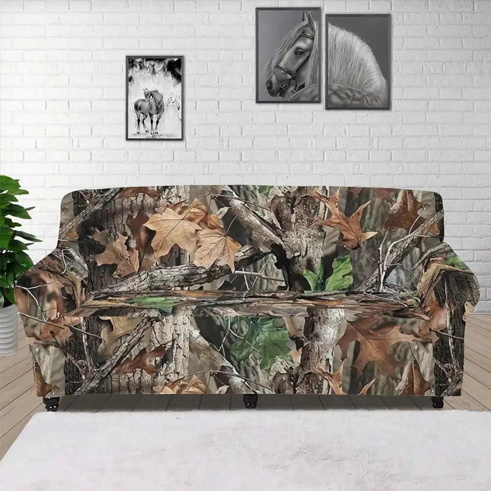 

Stretch Couch Slip Covers For Sofa 3D Camo Branches Print Cushion Couch Arm Chair Slipcover Furniture Cover Single Cushion Sofa