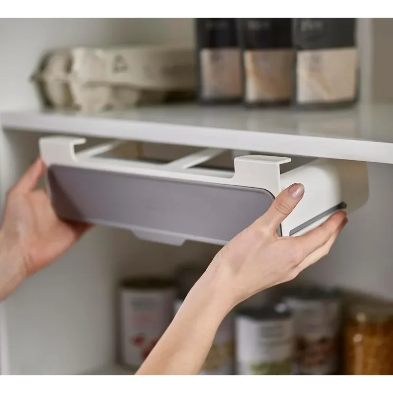 Under-Shelf Kitchen Cabinet Storage Solution for Spices, Grey