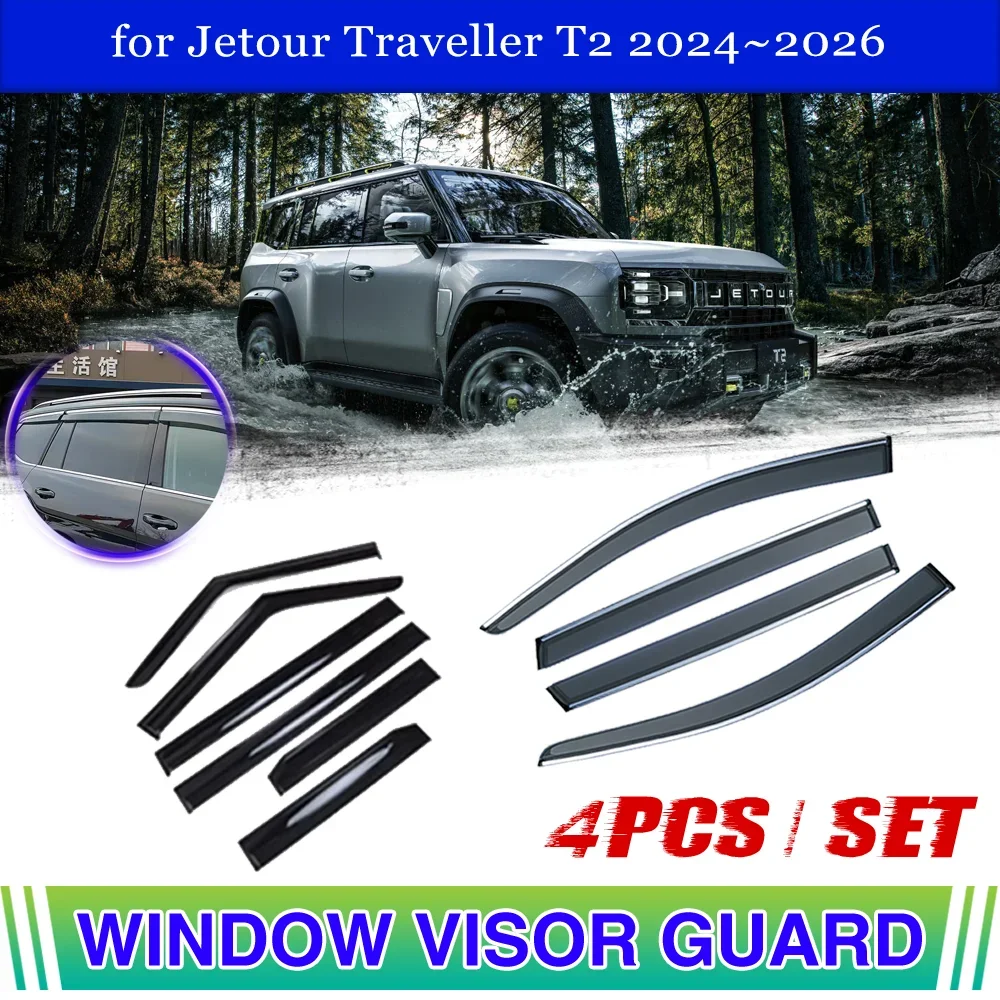 

Window Visor for Jetour Traveller T2 2024~2026 Door Vent Smoke Awning Rain Eyebrow Sun Visor Guard Cover Deflector Accessories