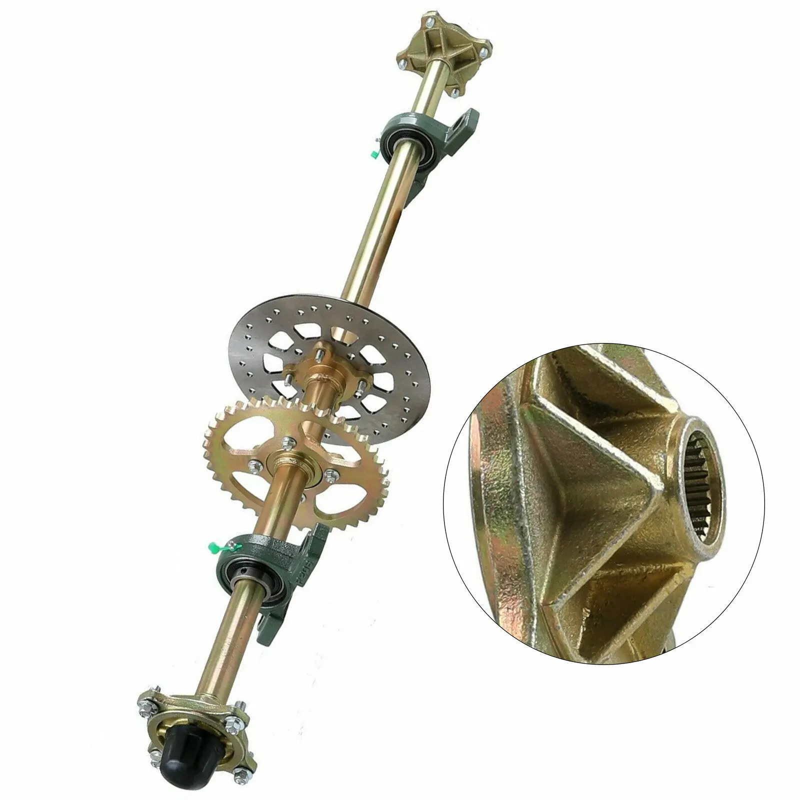 Kit de eje vivo trasero de 44 pulgadas para ATV y Go-Kart - Conjunto completo de cubo de rueda con rodamientos