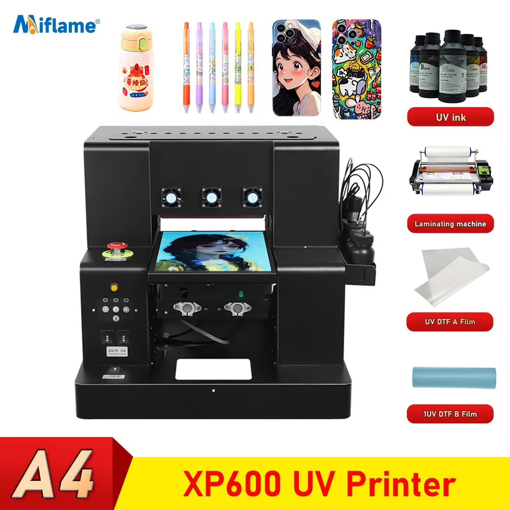 

A4 UV Printer For Epson XP600 Print head with Rotary A4 UV DTF Printing Machine For Phone Case Metal Glass A4 UV Flatbed Printer