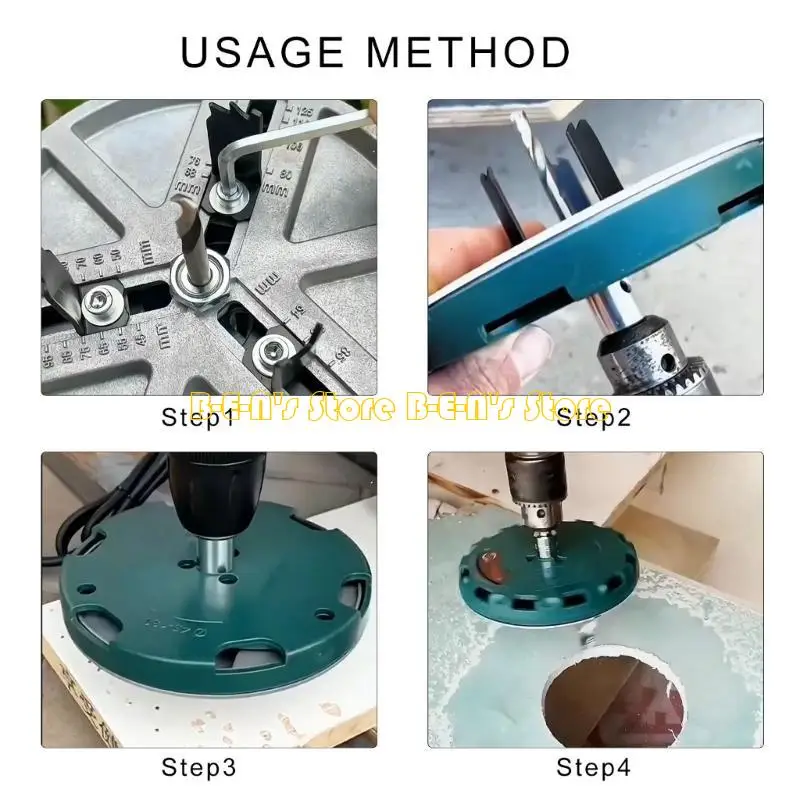 Y1AD Adjustable Hole Tool With Measurements For Woodworking Durability Adjustable Hole Punching Cutter Tool