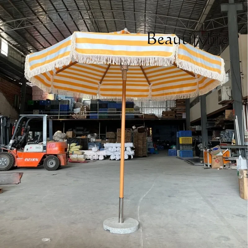 R في الهواء الطلق المظلة فندق B & B الشاطئ المناظر الطبيعية الخلابة ثمانية عظام سبائك الألومنيوم العمود الأوسط مظلة كبيرة شرابة موجة حافة Creativ