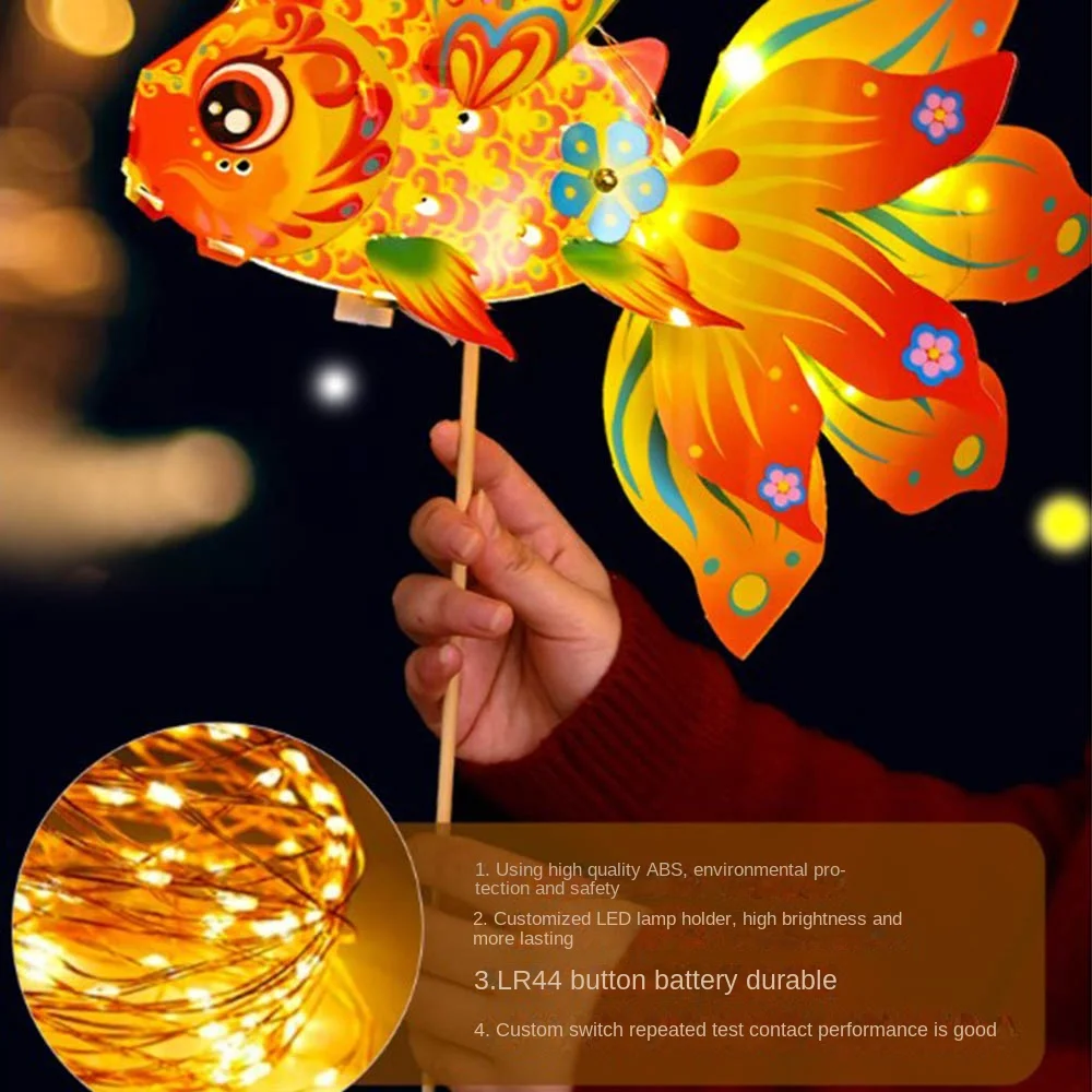 Fischförmige Mid-Autumn Festival Fischlaterne Handgefertigte Glücksbringer-Handlaterne mit LED-Licht – Detail 5