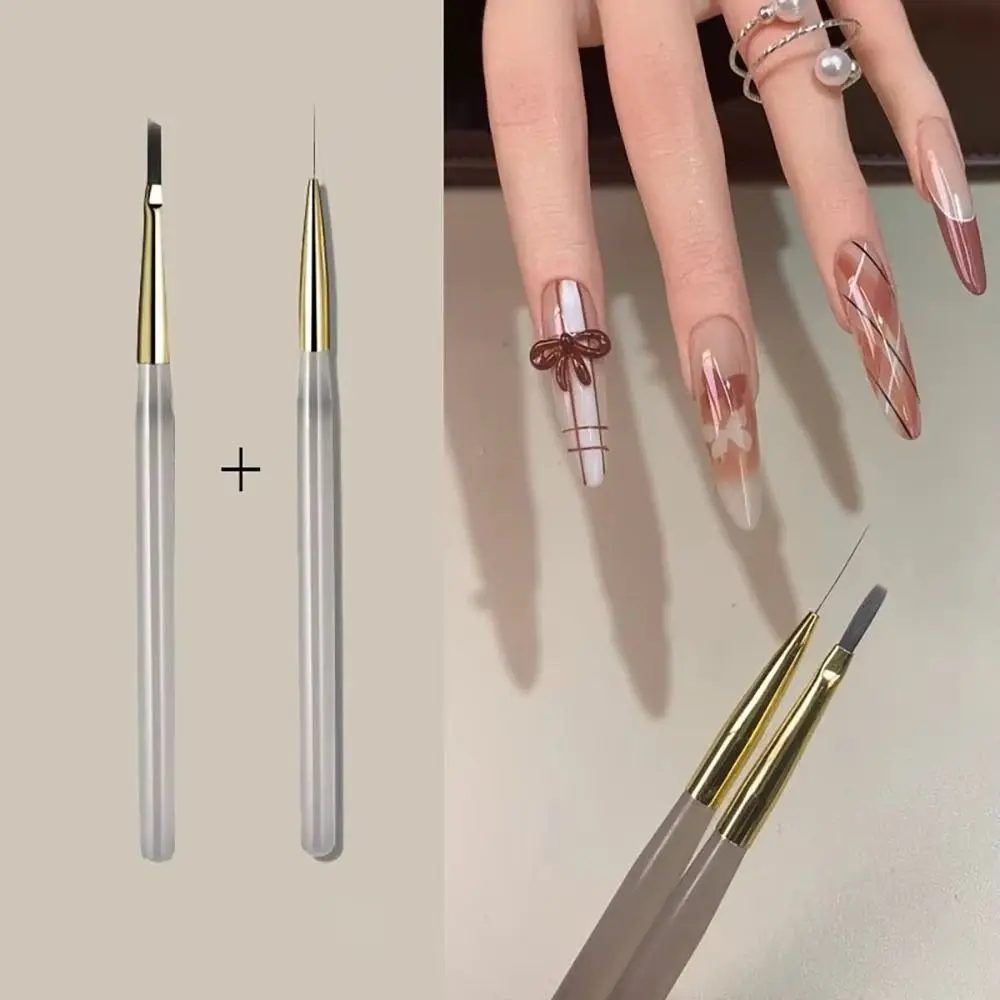 New French Plaid Nail Art Pen Professional Detail Fine Line Nail Brush Nail Art Liner Brushes for Gel Nail Polish