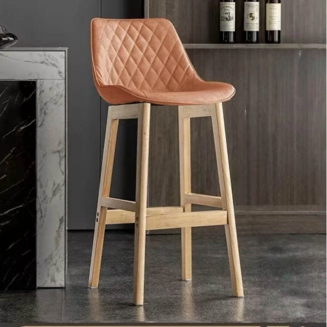 

About Nordic-Style Luxury Backrest Solid Wood Bar Stool Reception Chair Bar Home High Stool
