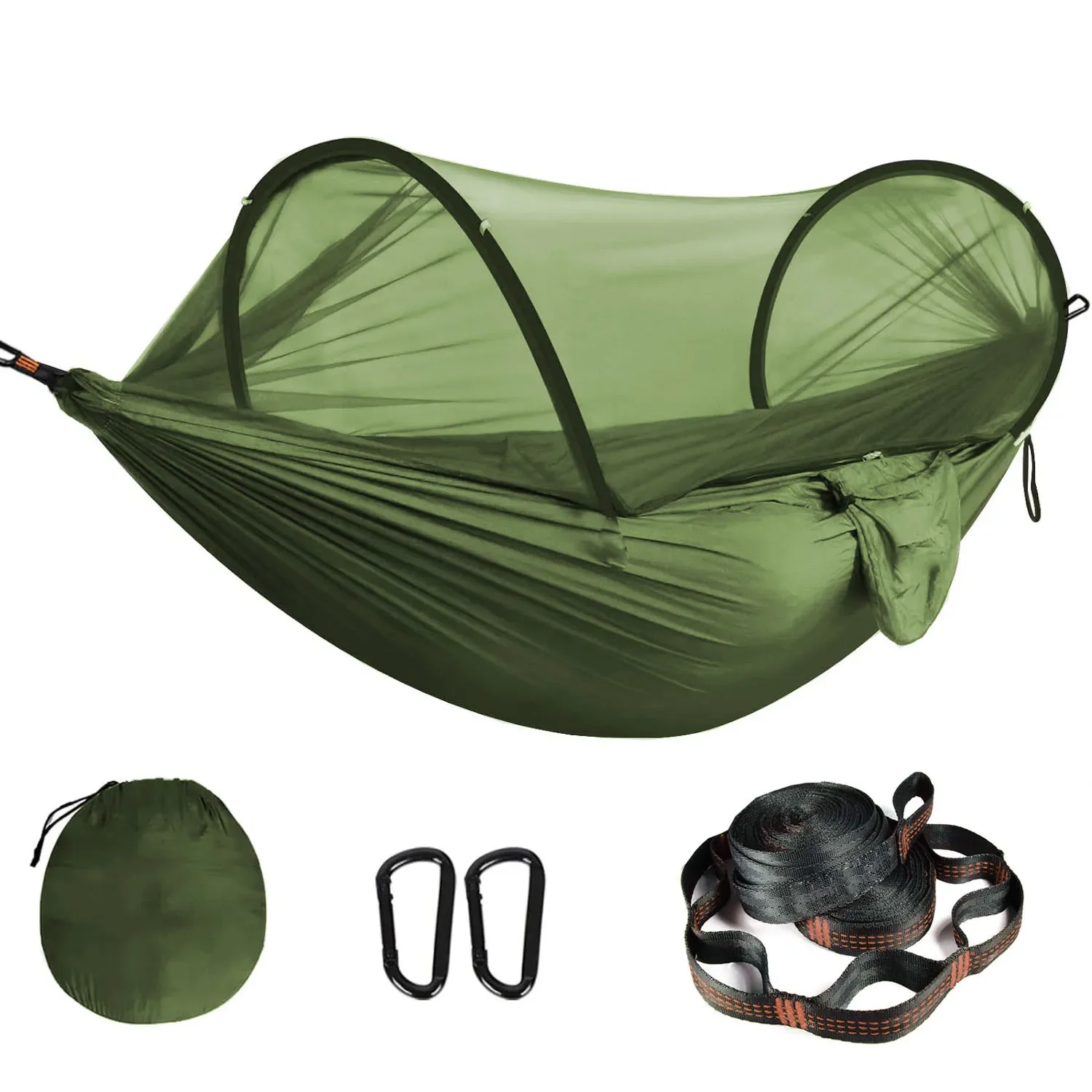 Ultra-Light Travel Camping Hammock Pop-Up Net Hammock with Folding Mosquito Net for Outdoor Travel