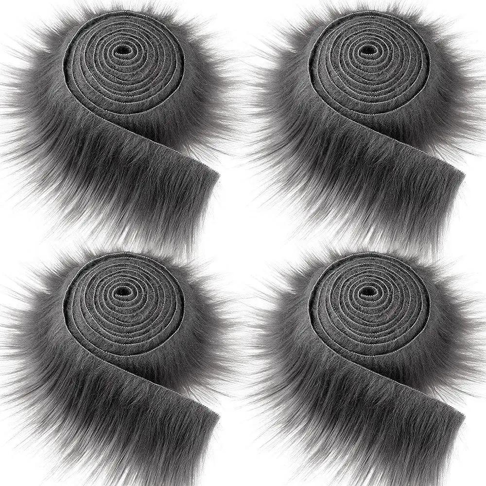 Trimming Winter Costume Fluffy Apparel Sewing Faux Fur Ribbon Tapes Trim Fabric Roll Plush Fur Stripe Long Plush Fur Fabric