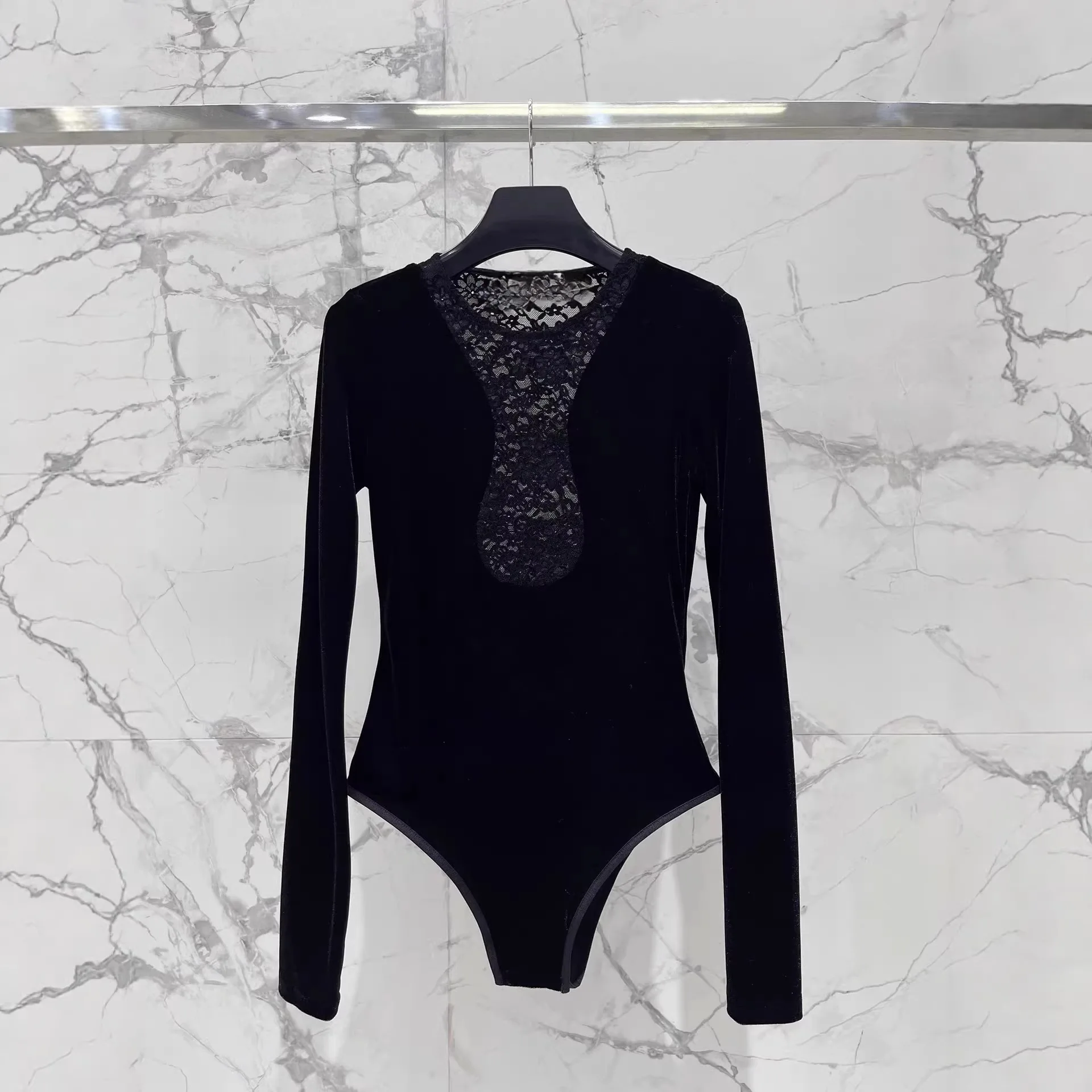 

Ele Bla бархатный комбинезон женский кружевной комбинезон для похудения базовый слой топ с высокой талией рабочие брюки обычные тонкие