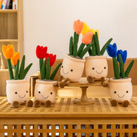 1 tulip plant plush toys, succulent plant plush filling toys, potted flower decoration toys, room bookshelf decoration creative