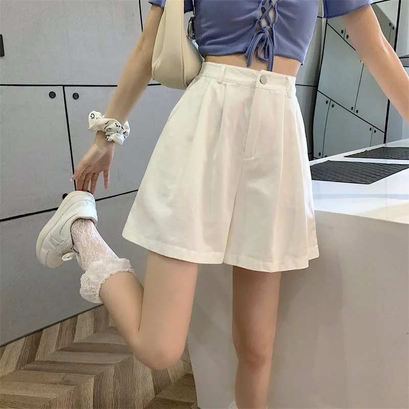 plus Size Women's High Waist Thin Short Pants Summer Loose Slim A-Line Wide Leg Small Size Casual Hot Pants Comfortable Polye...