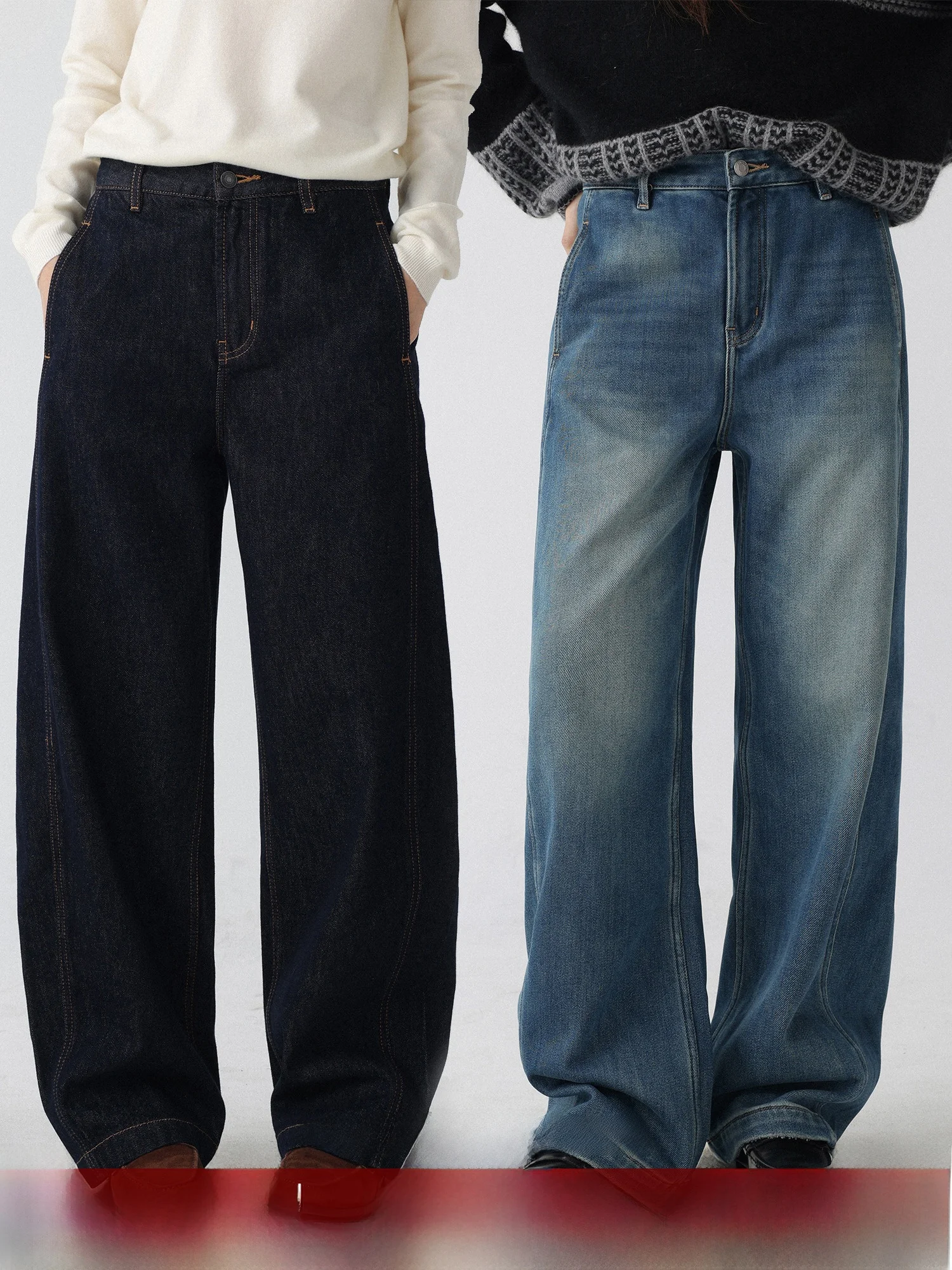 

LowCalorie Thiened Fce Джинсы на подкладке Женские повседневные брюки с высокой талией и цветной застежкой на осень и зиму