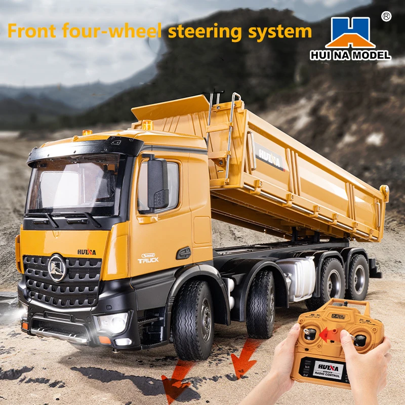 Huina New 536 R/C Alloy Heavy Dump Truck 1/18 Scale Remote Controlled Car Construction Engineer Loading Car Rc Vehicle Toys Gift