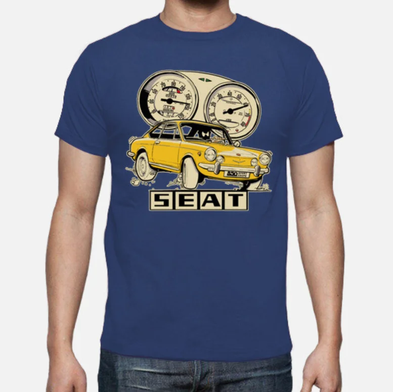 Spain Car-toon Car S E A T 850 Sport Coupe Naranja T Shirt. Short Sleeve 100% Cotton Casual T-shirts Loose Top Size S-3XL