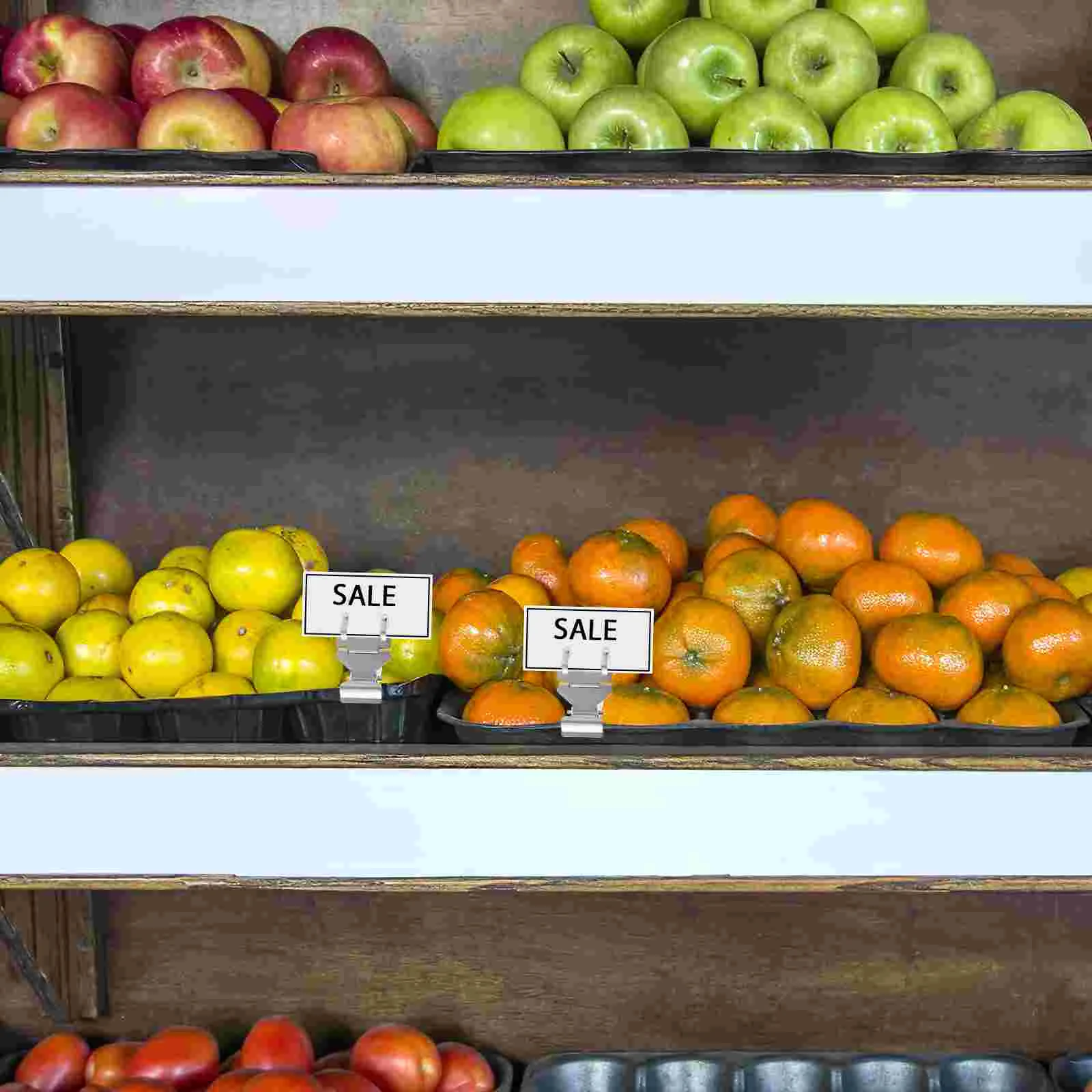 Clip per cartellino del prezzo da 4 pezzi Clip per cartello girevole per supermercato Espositore rotante Scaffali Etichetta per morsetto Supermercati in metallo