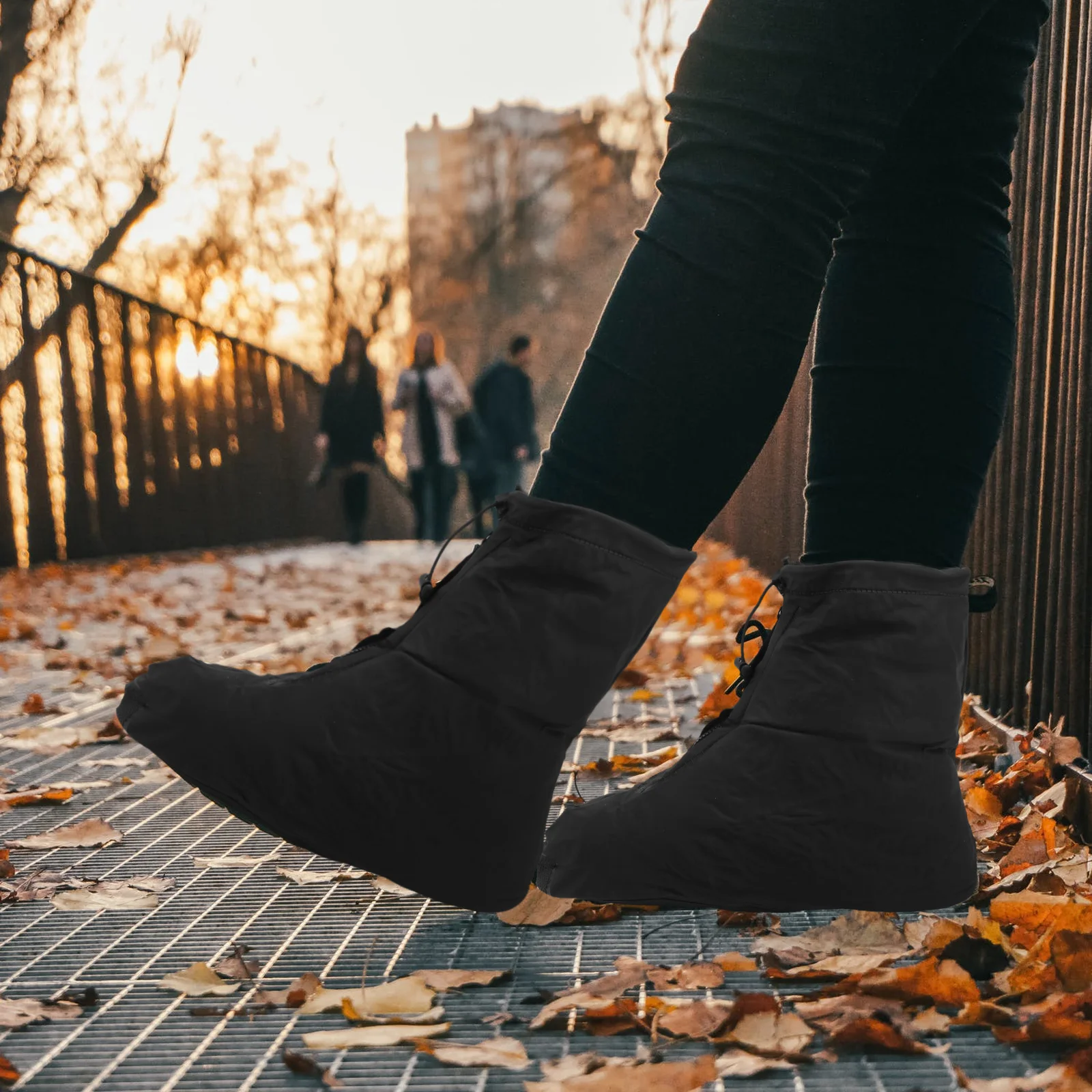 

1Pair Waterproof Shoe Cover Black Outdoor Cycling Boot Covers Non Slip Wear Resistant Rain Overshoes Cold Weather Protection