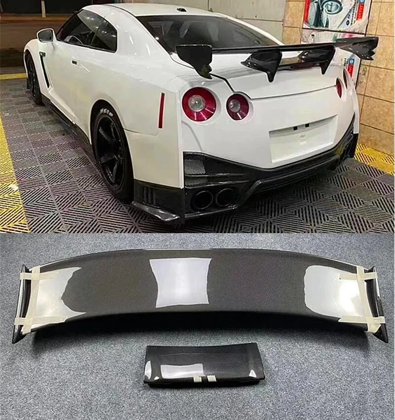

Для Nissan GTR R35 2009-2022 настоящее углеродное волокно задний багажник крыло верхний спойлер обвес комплект