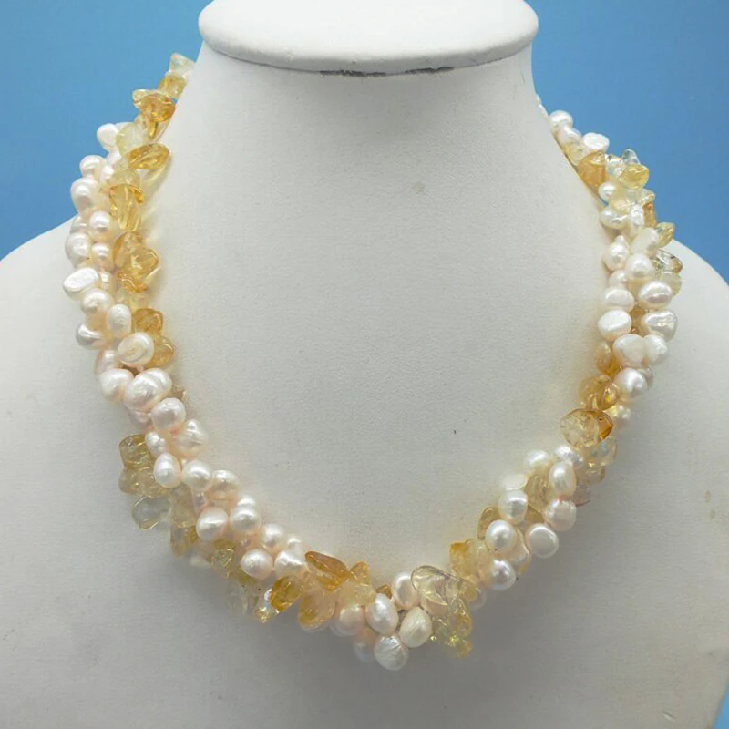 The last one, sophistication, charm  3 strands, natural pearls, crystal necklace 18