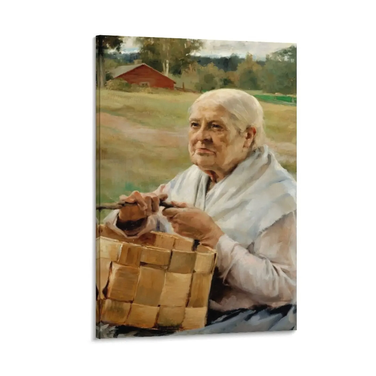 

Old Woman with a Splint Basket(Eukko prekoreineen)-Albert Edelfelt Canvas Painting Decorative paintings poster aesthetic