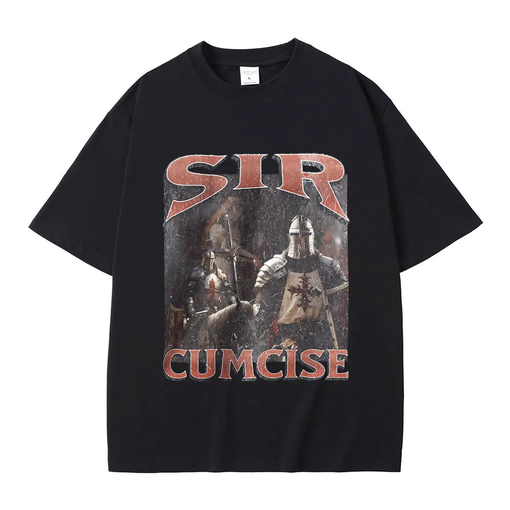 Funny Sir Cumcise Print T Shirts Men Women's Fashion Vintage Streetwear Unisex Casual Oversized T-shirt Male Soft Cotton Tshirt