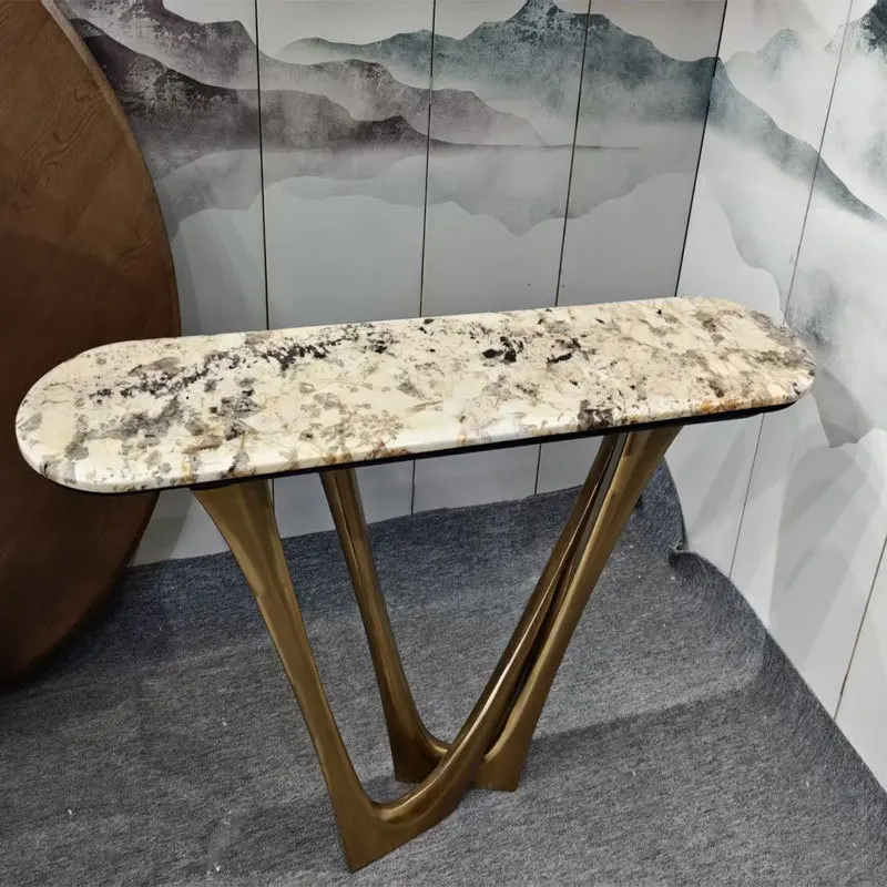 Italian minimalist entrance table light luxury marble entrance hall entrance table natural luxury stone