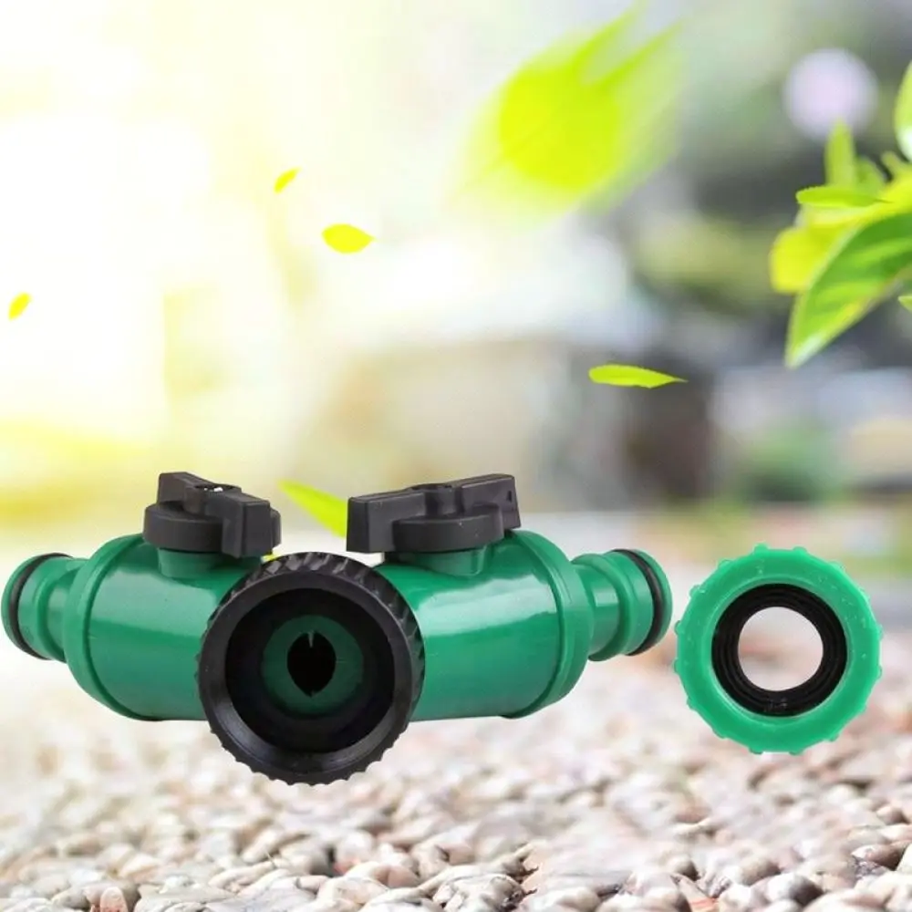 Adjustable Plastic Water Faucet Splitter Double Way Connector With Individual Switches For Garden Yard Lawn Irrigation Accessory