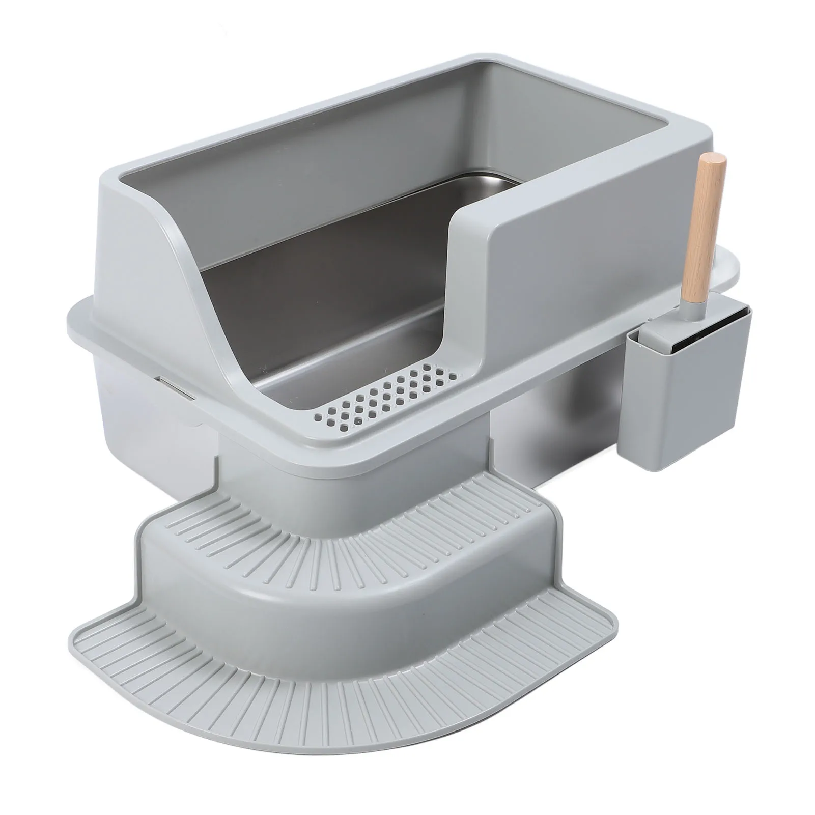 

Stainless Steel Litter Box Easy Maintenance Large Cat Litter Box Long Lifespan Splash Proof Leakproof Odor for Large Cats