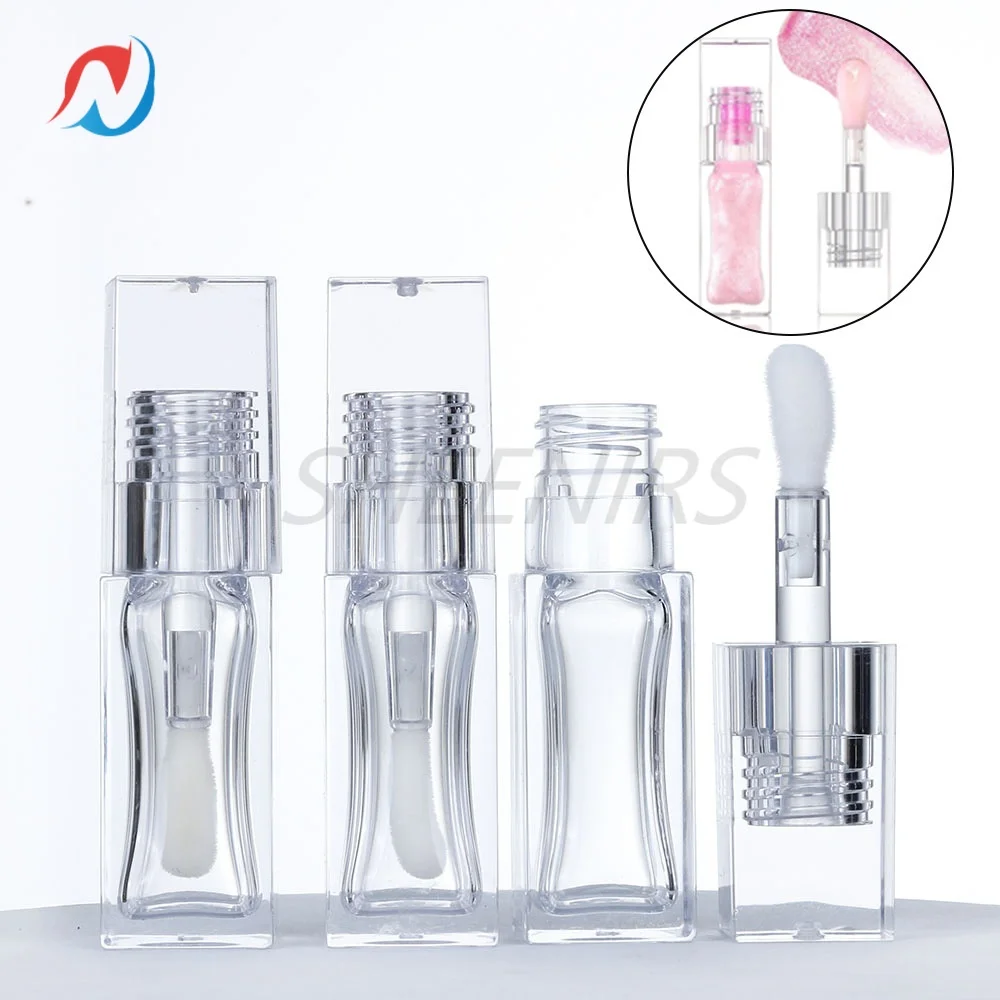 

20pcs Empty 6ml Square Clear lip gloss tubes with big deo foot wand Lip Balm Bottles container for lip oil Make up