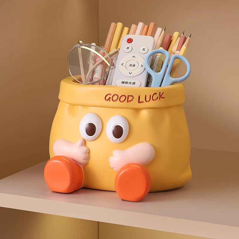

Cute Cartoon Paper Bag Storage Decoration Large Capacity Pen Holder Office Workstation Desktop Ornament Creative Birthday Gift