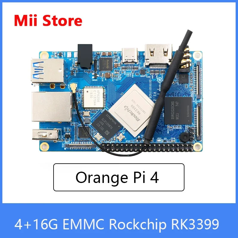 

Orange Pi 4 4GB DDR4+16G EMMC Rockchip RK3399 Dual-coreCortex-A72+Quad-core Cortex-A53 Development Board