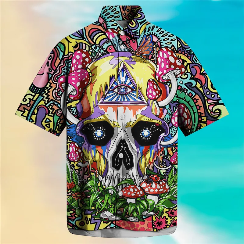 

Horror Skull Hawaiian Shirt For Men'S Summer New 3d Printing Short-Sleeved Shirt Fashion Trend Style Street Hip-Hop Clothing 3xl