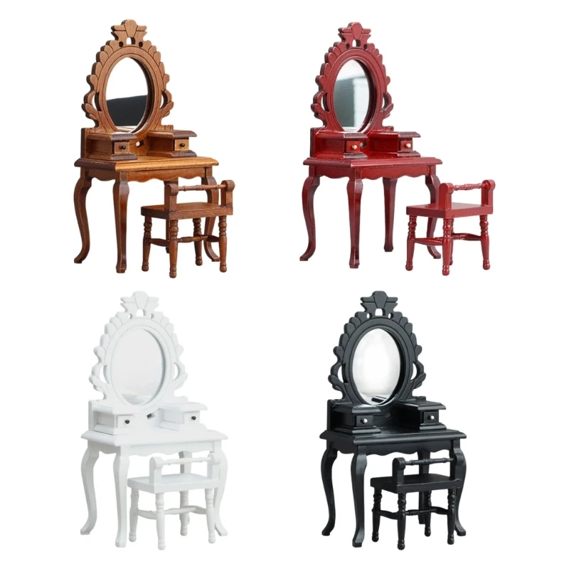 

Traditional Themed Wooden Mini Dresser Stool Set 1/12 Scale For Small Room Arrangement 15UB