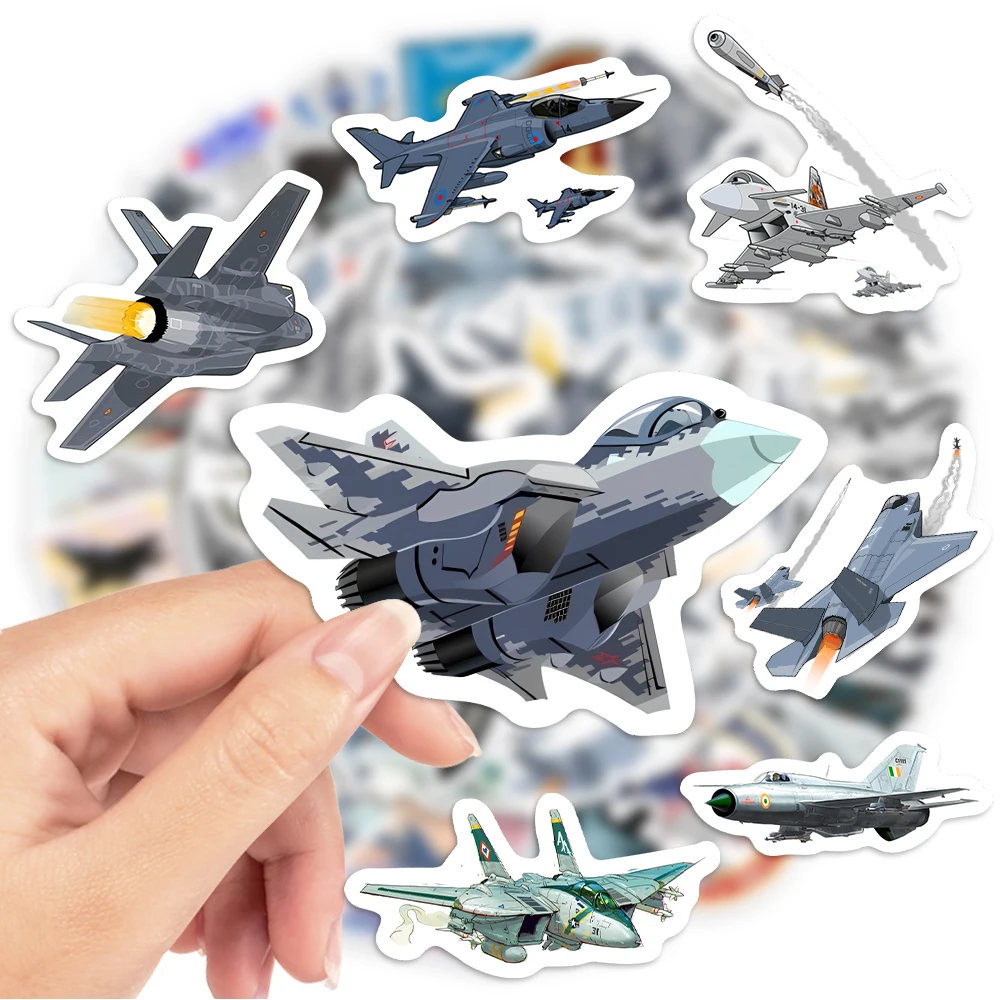 Cool Fighter Stickers Airplane Warplane Plane Graffiti PVC for Laptop Phone Suitcase Guitar Skateboard Refrigerator Waterproof