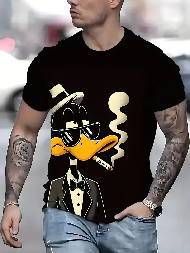 

Funny Duck 3D Print Men's T-shirt 2025 Summer Best-selling Outdoor Sports Holiday Fast Dry Breathable Casual Large Size Clothing