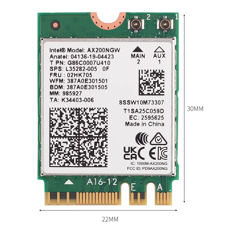 Комплект для настольного компьютера Intel AX200, 2400 Мбит/с, Wi-Fi, 6 беспроводных карт, Bluetooth 5,2, AX200NGW, двухдиапазонный адаптер NGFF M.2