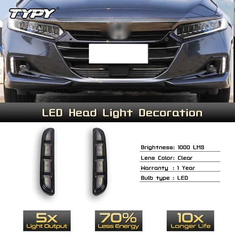 

TYPY Car LED Fog Lamp For Honda Accord 2022 2023 Car LED Daytime Running Light Dynamic Turn Signal Auto Accessories