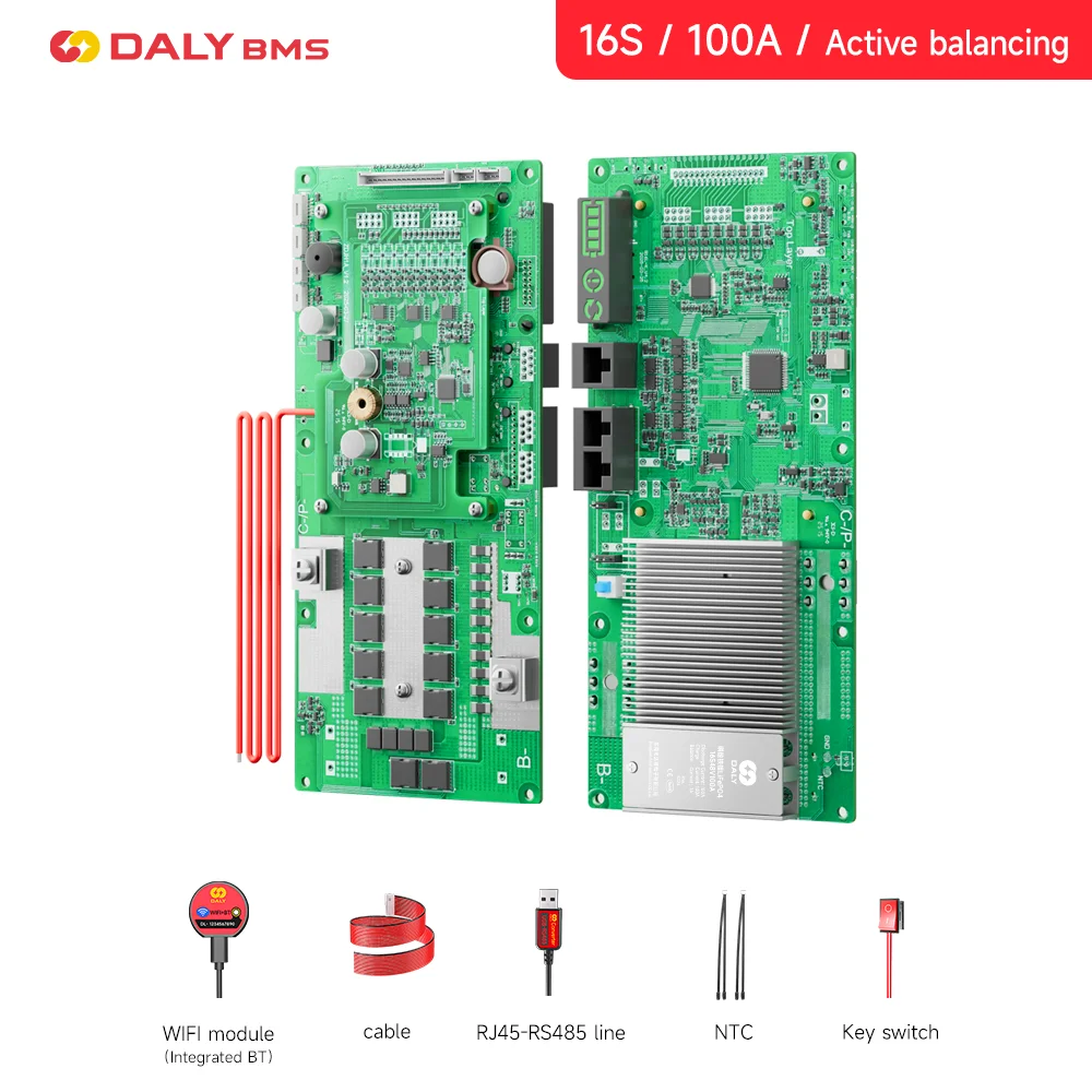 

DalyBMS 100A 16S 48V LiFePo4 1A Active Balance Bms WIFI BMS for Lifepo4 Battery Home Energy Storage Inverter DEYE PYLON