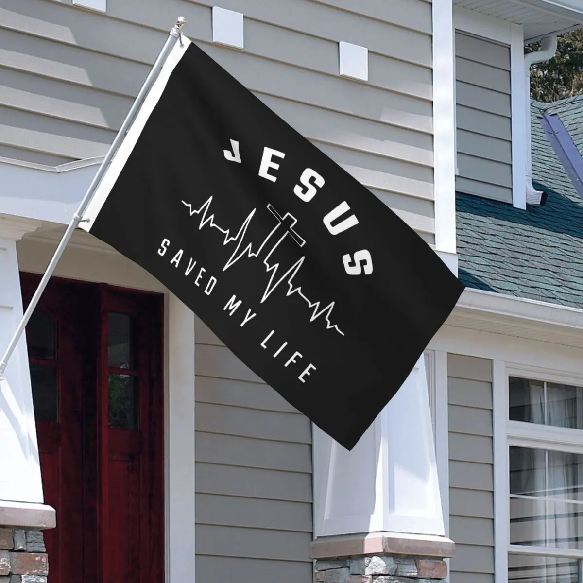 Jesus Christ Christianity Jesus Saved My Life Flags Durable Outdoor Banner All Weather Hanging Decoration