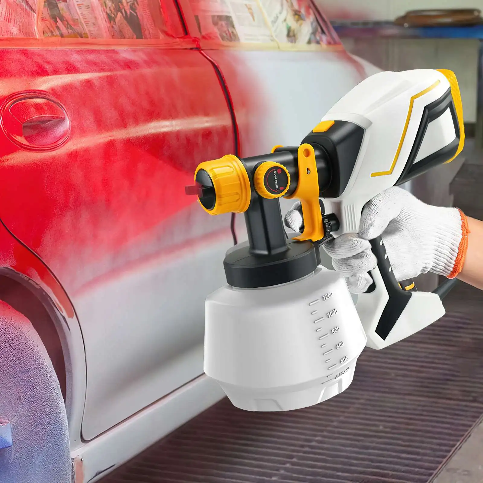 1800W 220V pistola a spruzzo elettrica ad alta potenza HVLP spruzzatore di vernice Auto mobili rivestimento in acciaio spazzola ad aria 1.0/1.8/2.5mm ugello in rame