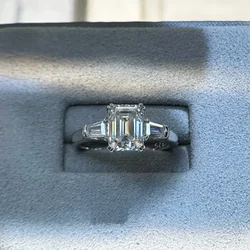 Luxury 2ct Moissanite Diamond Ring 100% Real 925 Sterling Silver Party Wedding Band Rings for Women Men Engagement Jewelry