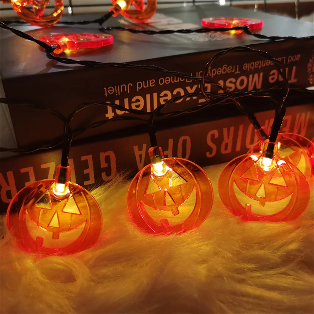 10/40/50leds Battery/Solar Halloween Pumpkin String Lights Decorate Lights for Xmas New Year Home Party Garden Indoor Decor