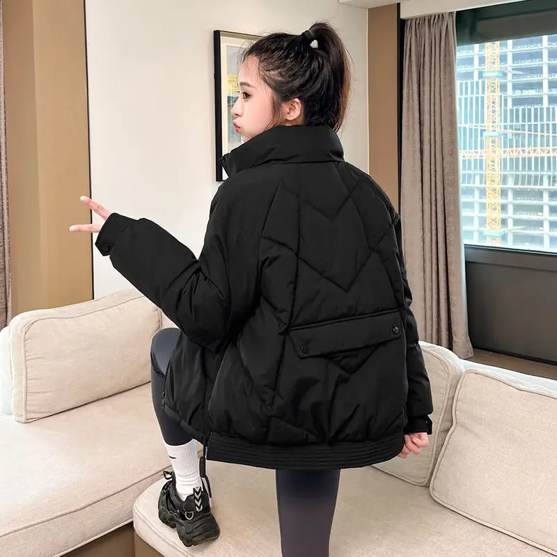 

Winter Parkas Short Cotton-padded clothes Women Korean Stand collar Thick Warm padded jacket female Casual Loose outerwear R130