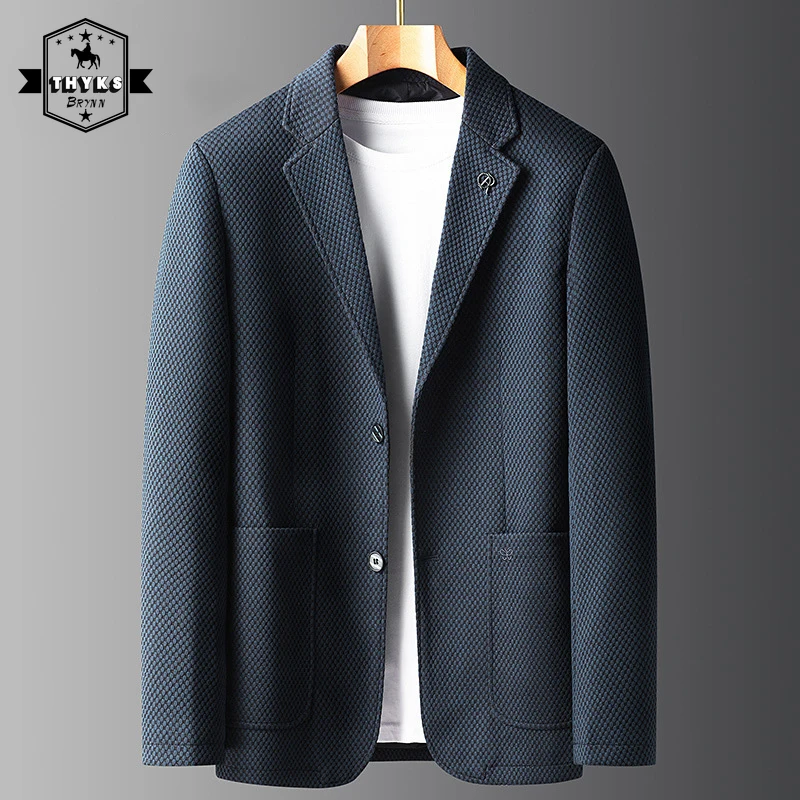 

2022 Men Slim Suit Jacket Fit Fashion Blazers Elegant Thicken Jackets Suits Vingate Casual Business Wedding Luxury Tweed Blazer