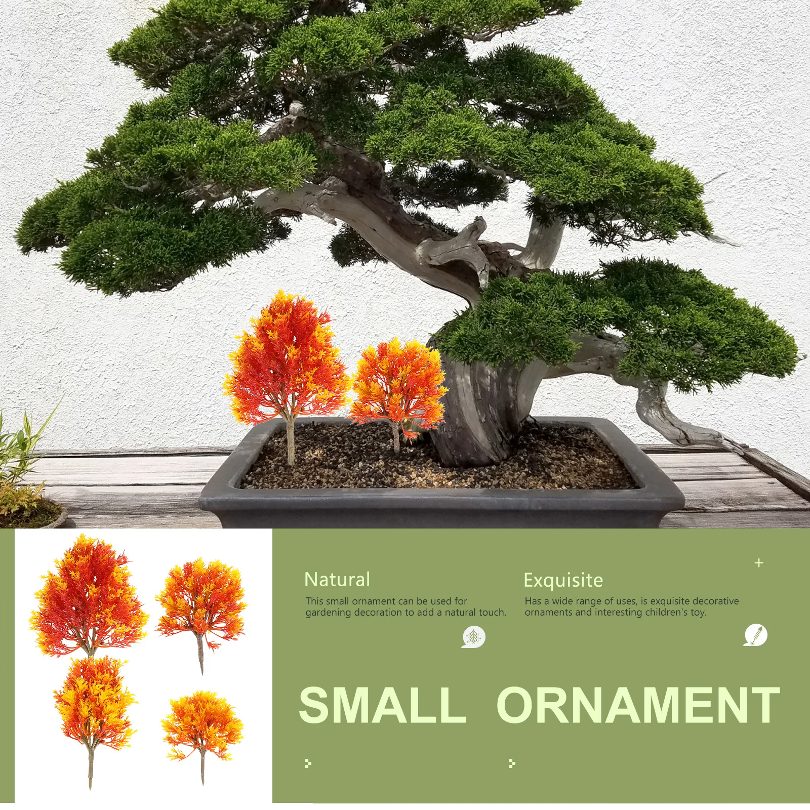 

4 pcs Plastic Maple Tree Set 19Cm 15Cm 13Cm 10Cm Bright Orange Landscape For Sand Table Building Diorama Decor Simulation Plant