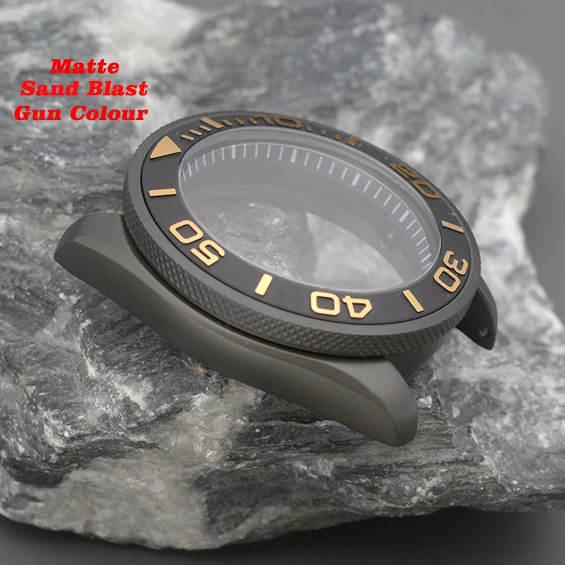 gun-colour-sand-blast-matte-men's-watch-case-fit-nh34-nh35-nh36-movement-316l-stainless-steel-sapphire-glass-skx009-skx007-case